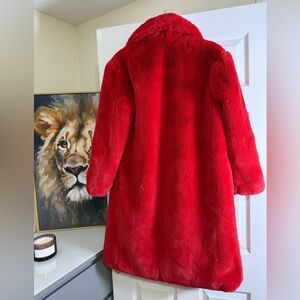 Mango Vibrant Red Teddy Coat
